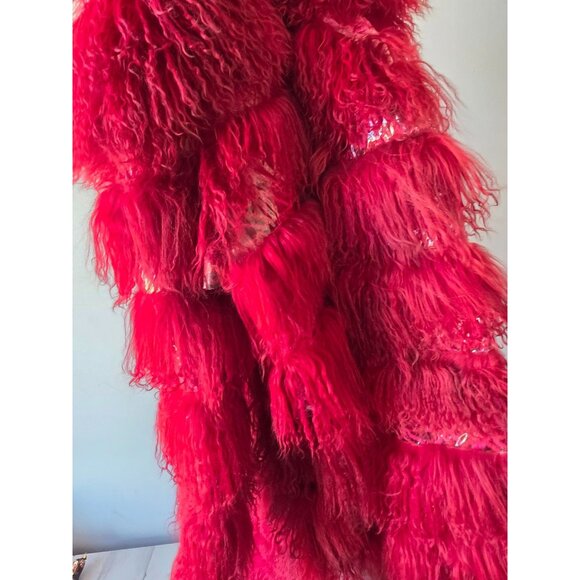 Antique France unique sheep alpaca ? coat fashion runway unique jacket women's M - Picture 4 of 12